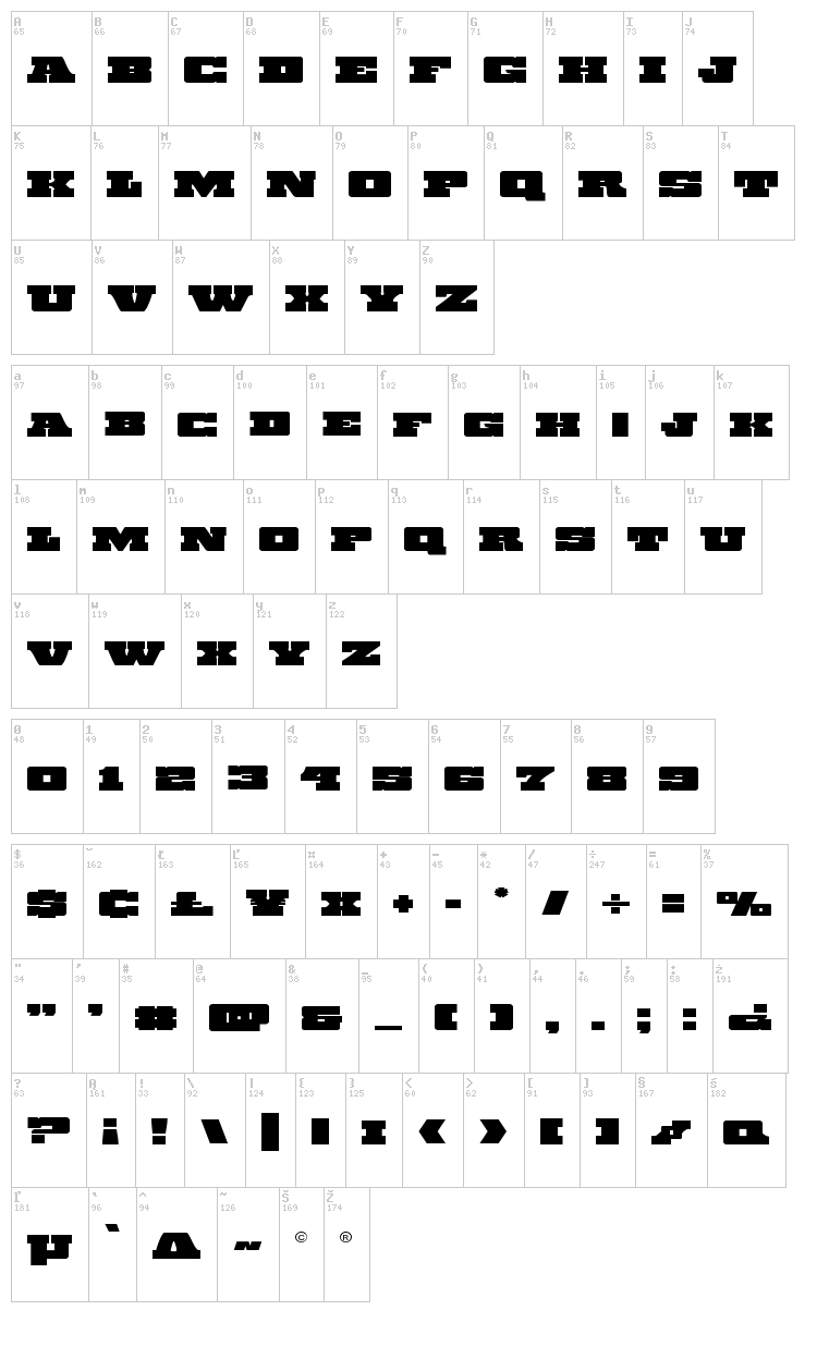 Chicago Express font map