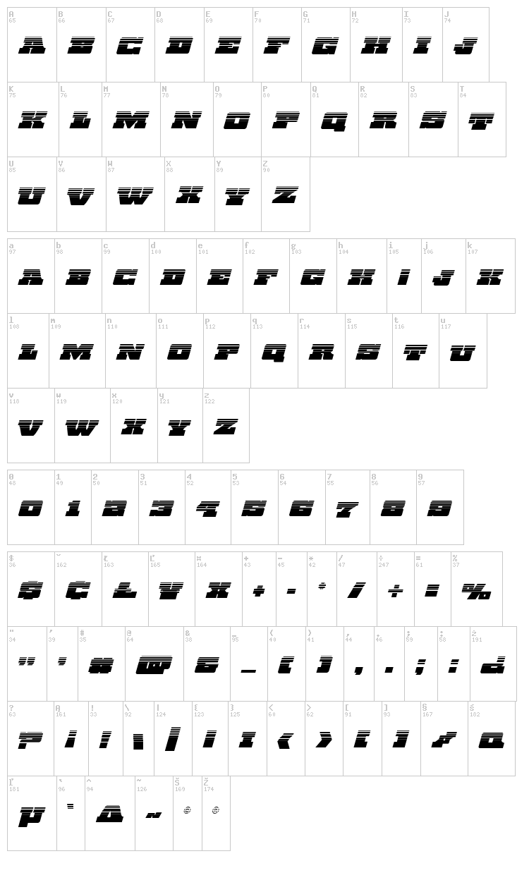 Chicago Express font map