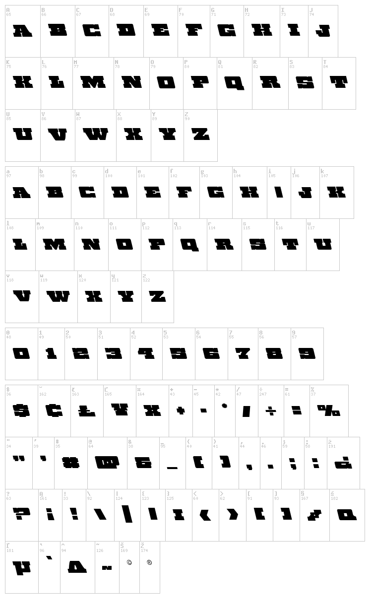 Chicago Express font map