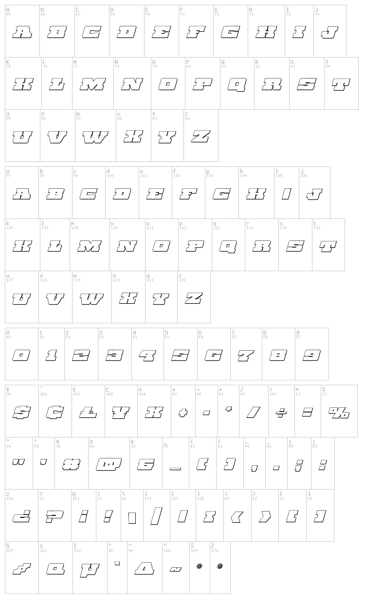 Chicago Express font map