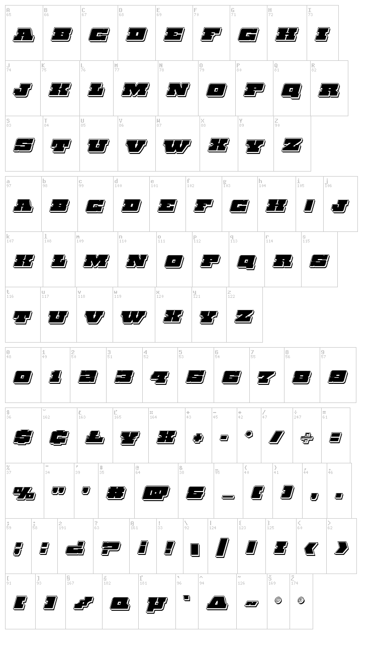 Chicago Express font map
