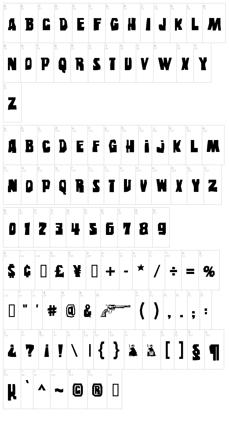 Eastwood font map