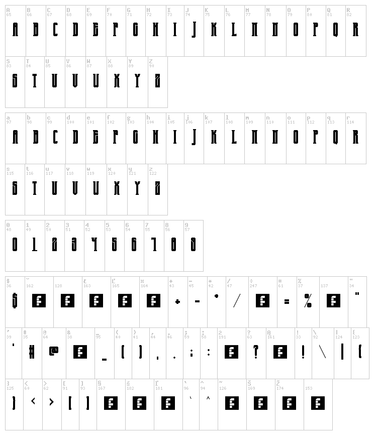 Goldminer font map