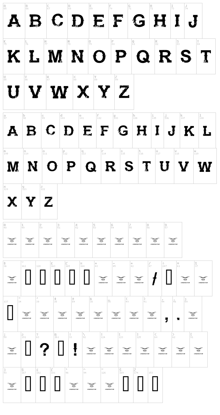 Gunfighter Academy font map