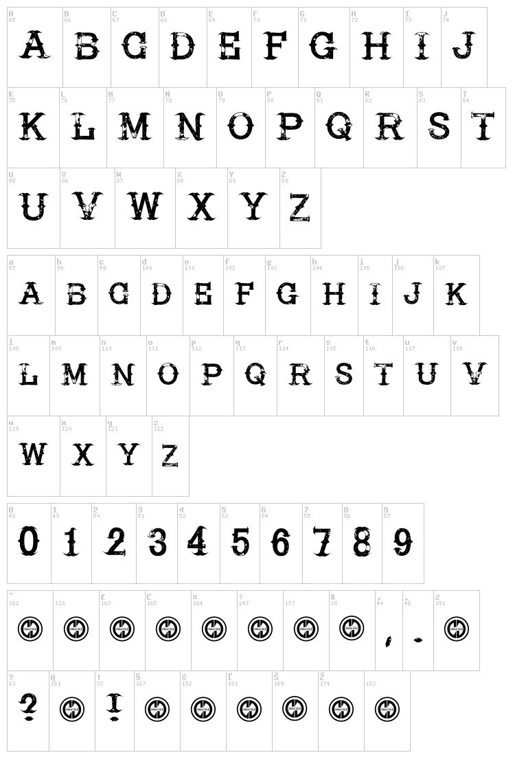 Hire a Cowboy font map
