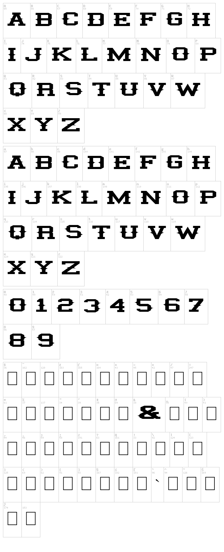 Illini Spike font map