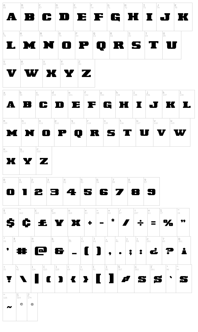 Laredo Trail font map
