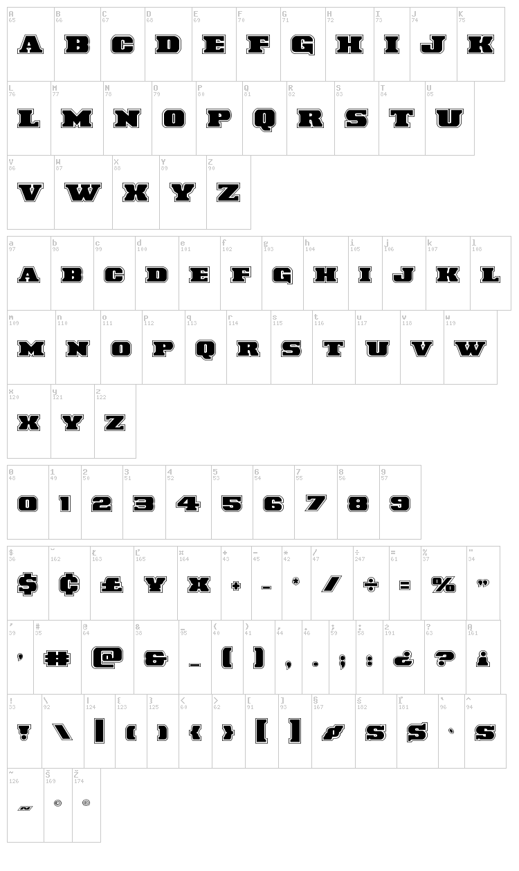 Laredo Trail font map