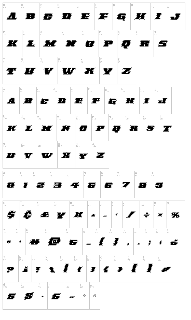 Laredo Trail font map