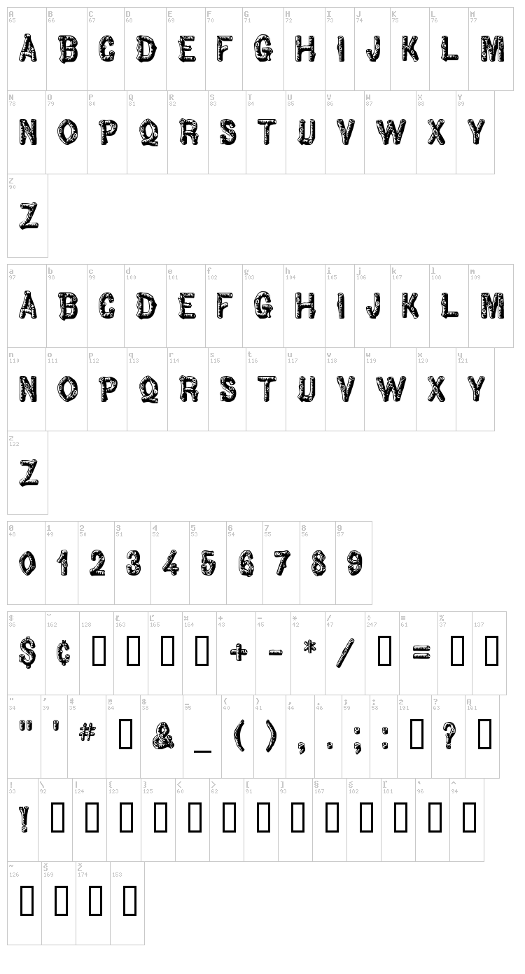 Pinewood font map