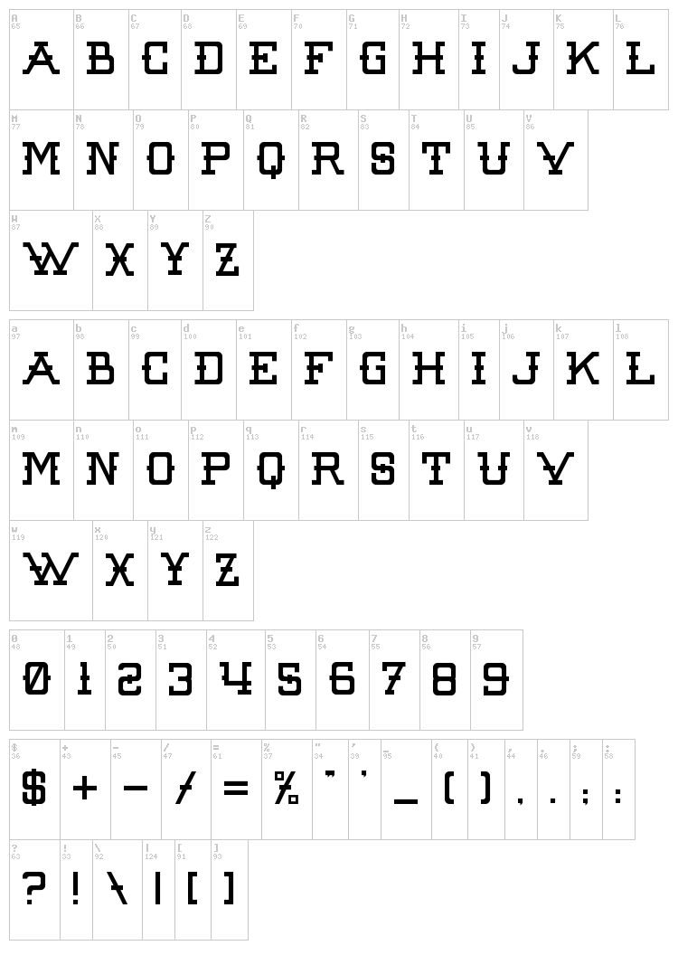 Raw Denim Audacity font map