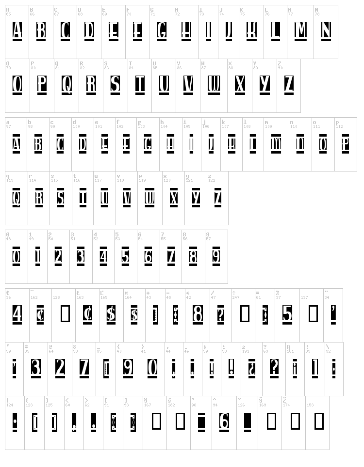 Spankys Bungalow font map