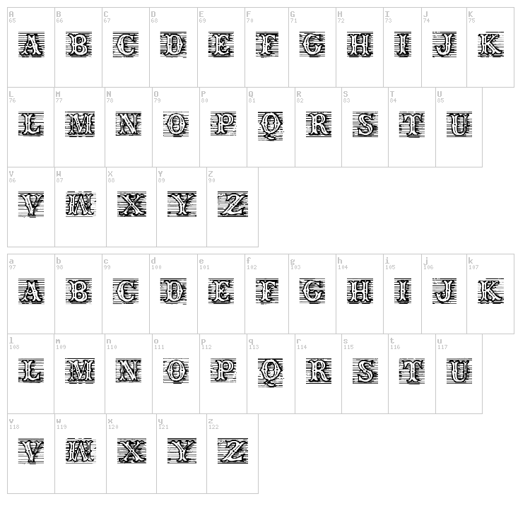 TagWood font map