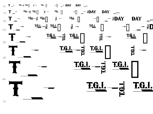TGI Friday font waterfall