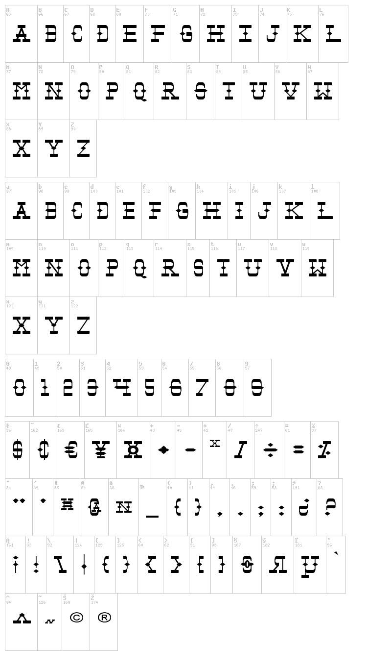 Tombstone font map