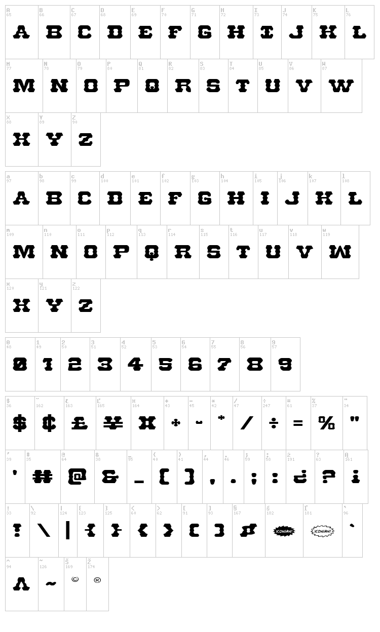 U.S. Marshal font map