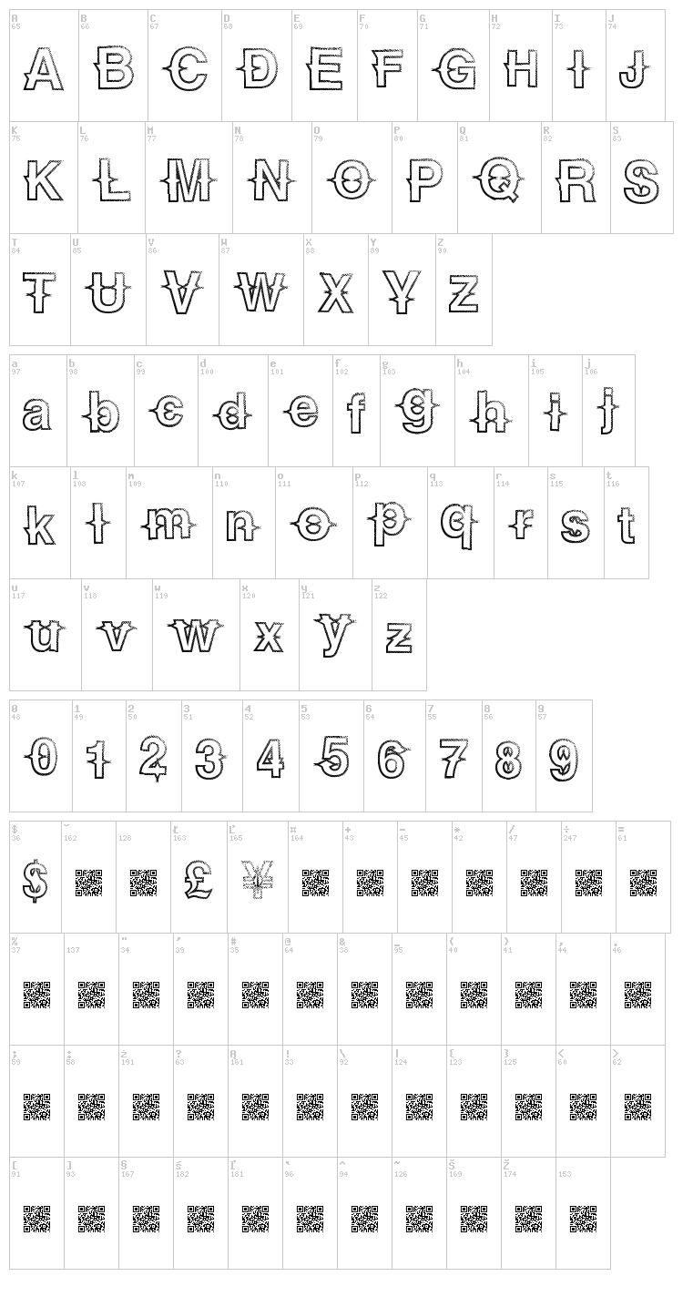 Urban Trails font map