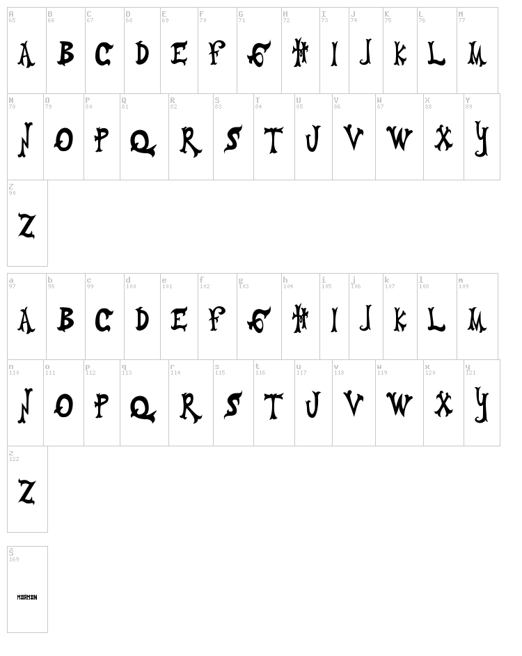 Vaquerojado font map