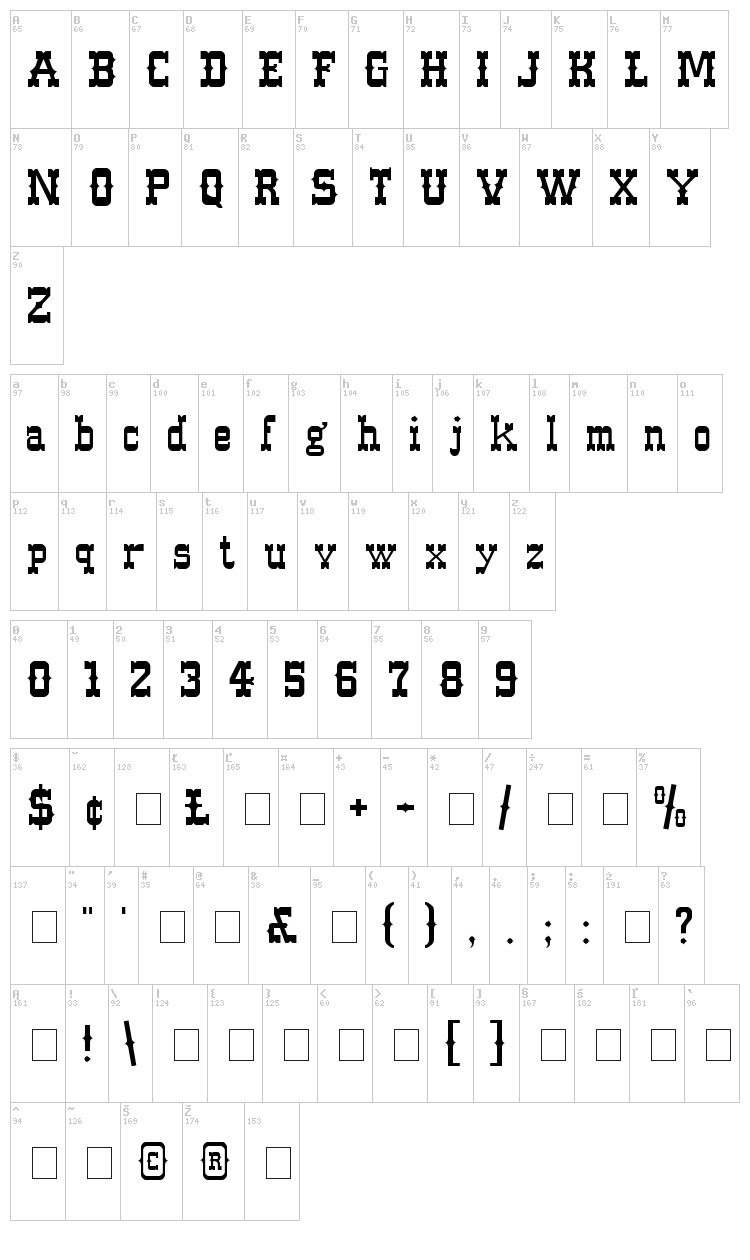 Western font map
