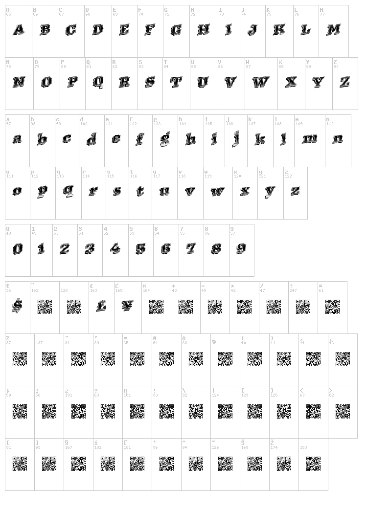 Western Racing font map