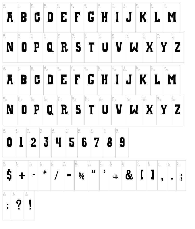 Whiskey Town font map