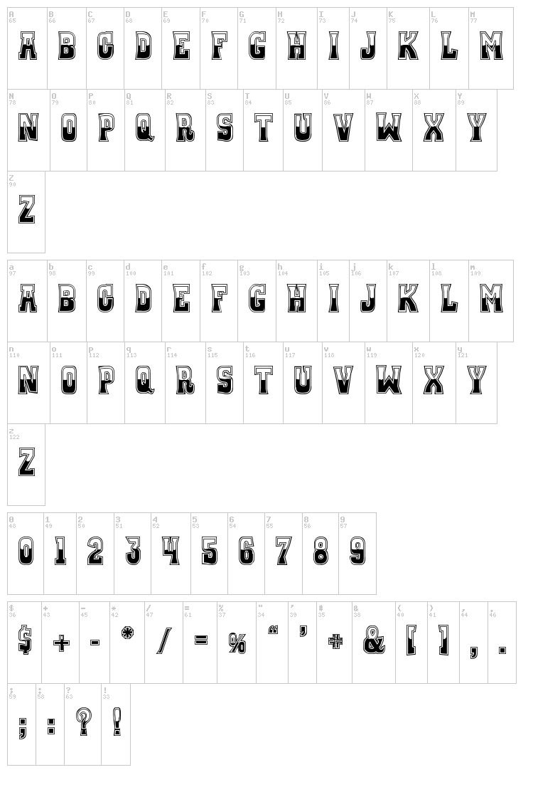Whiskey Town font map