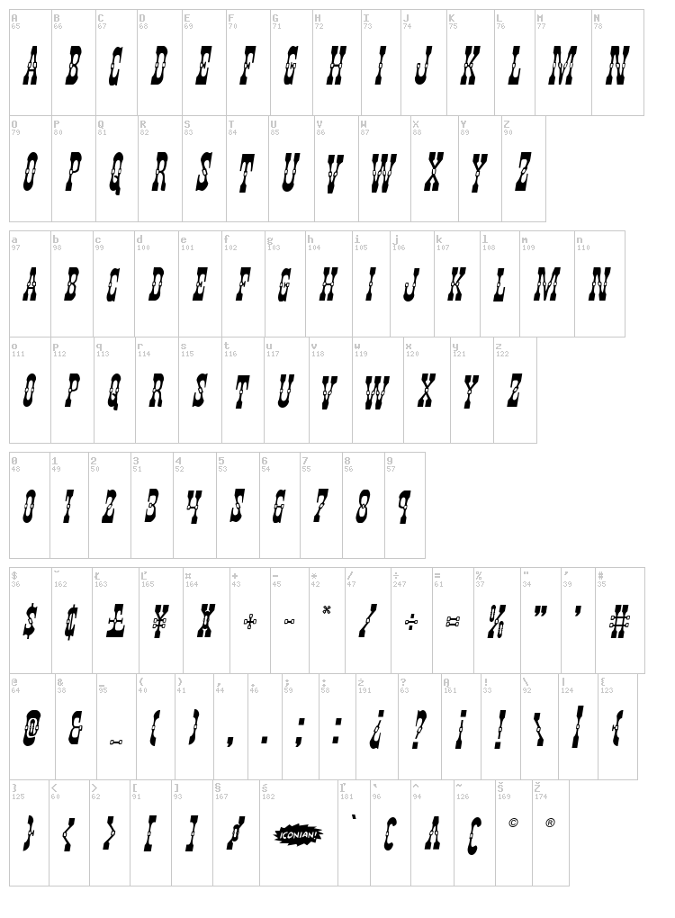 Younger Brothers font map