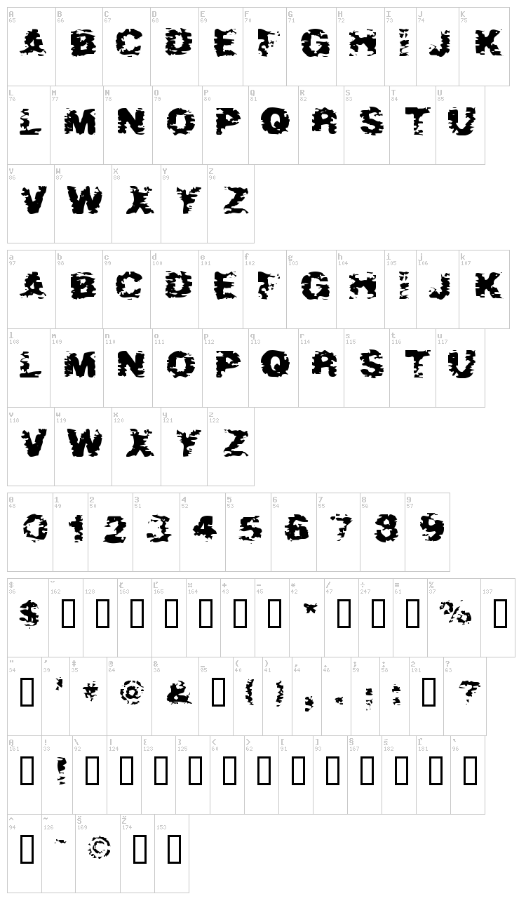 After Shock font map