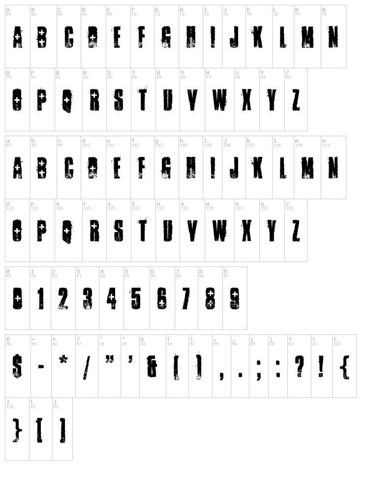 Ambulance Shotgun font map