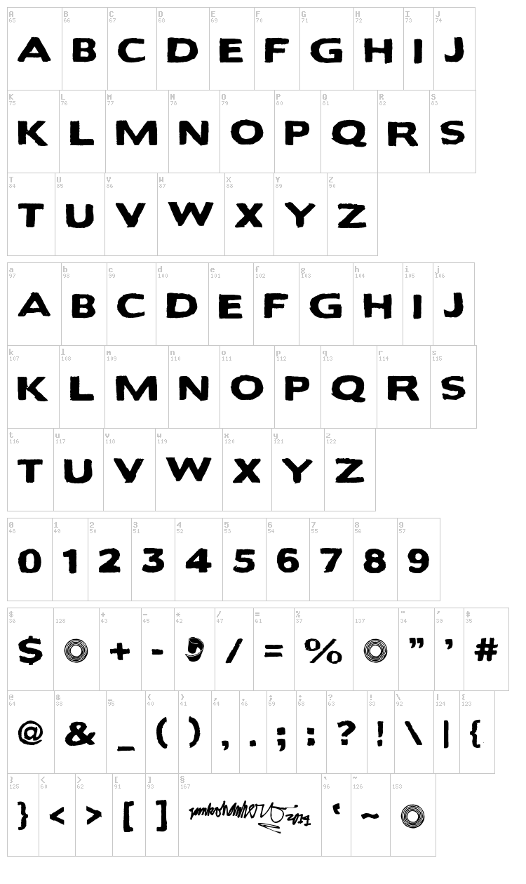 Bactosaurus font map