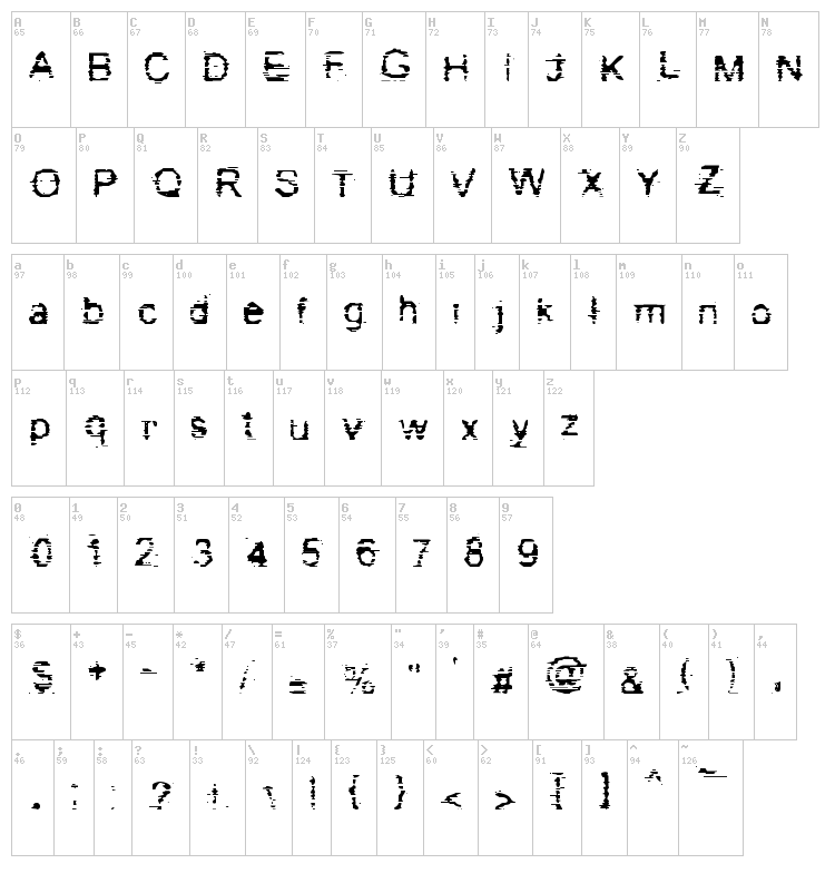 Bad Cargo font map
