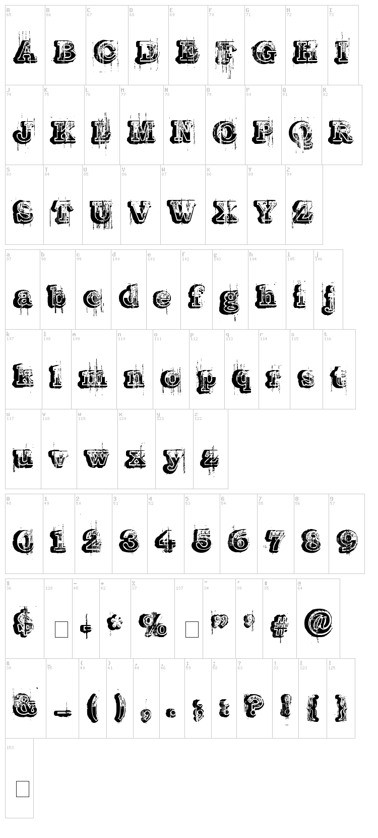 Barber Shop font map