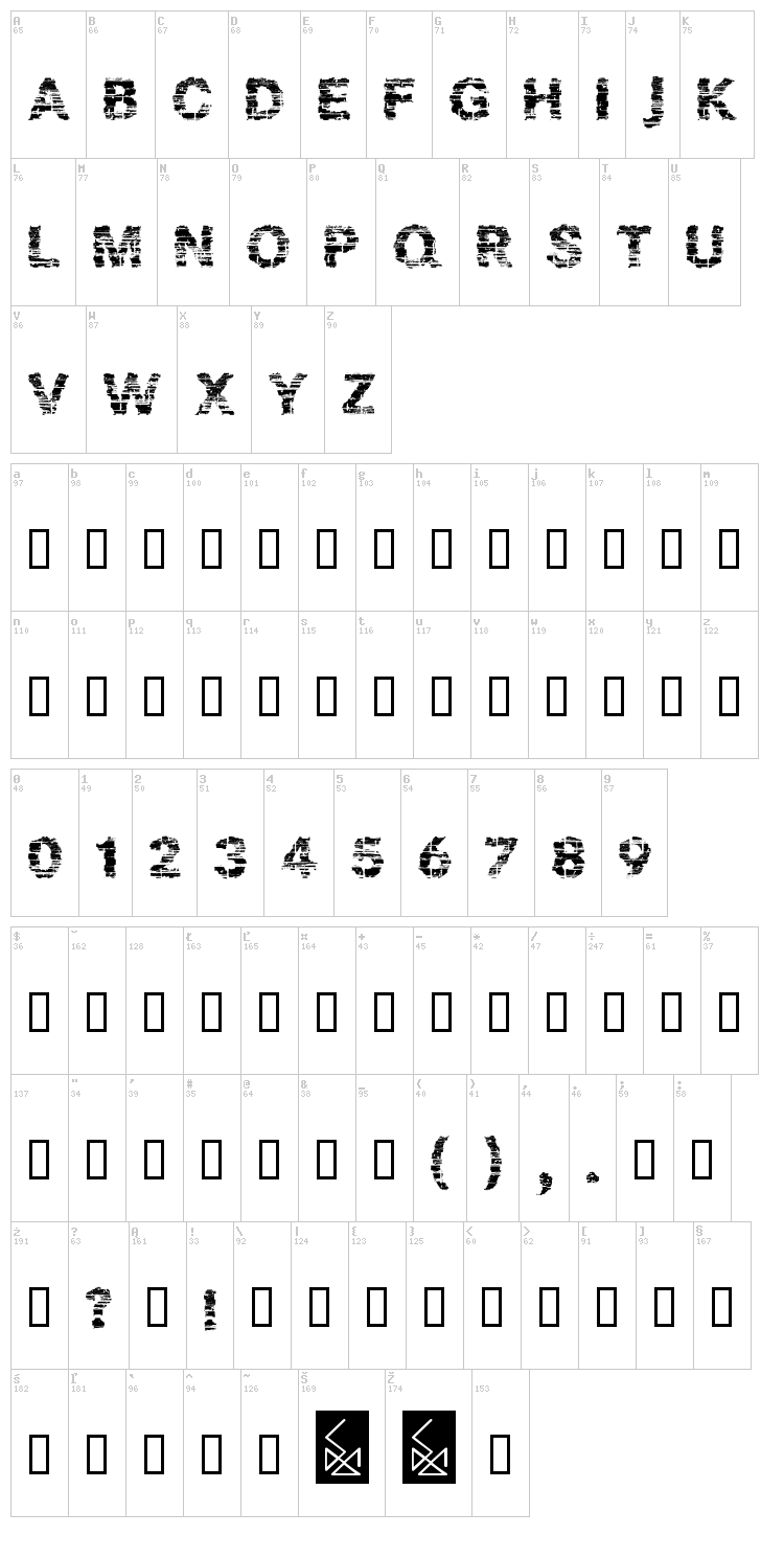 Bark font map