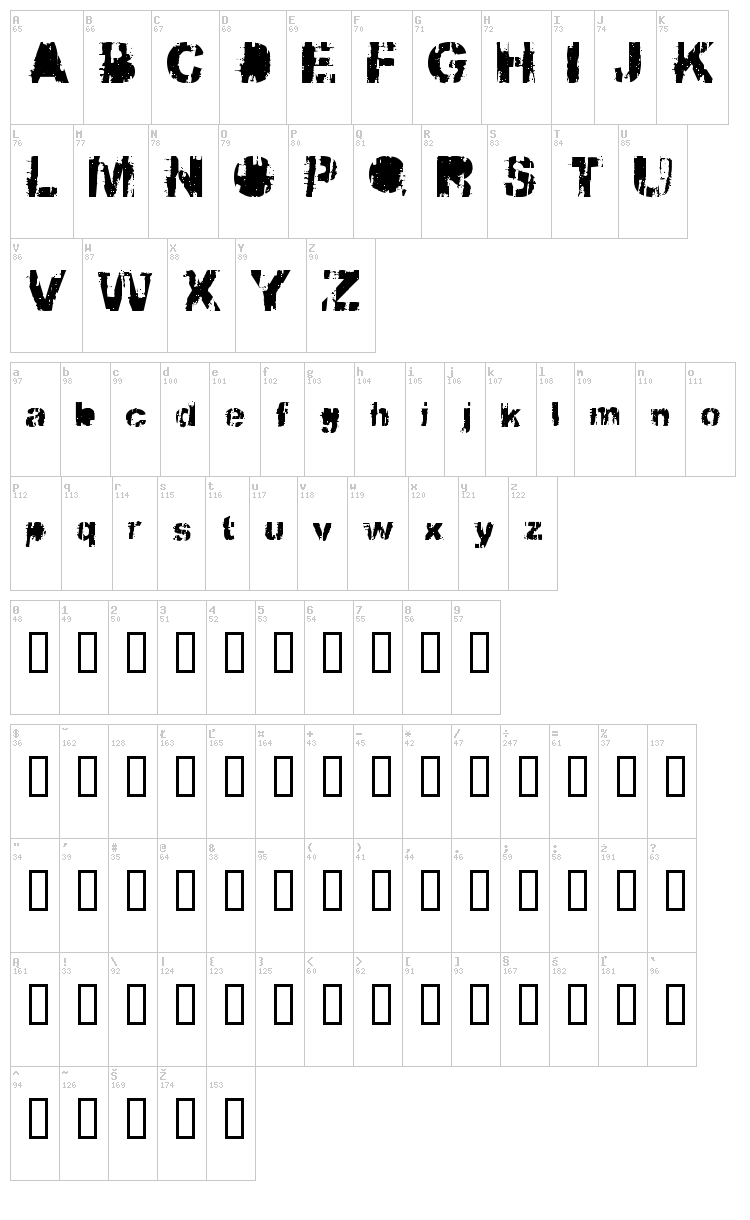 BBQcow Moo font map