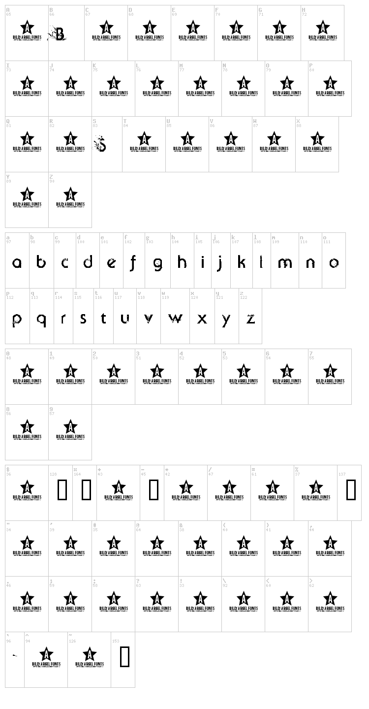 Beyond Sky font map