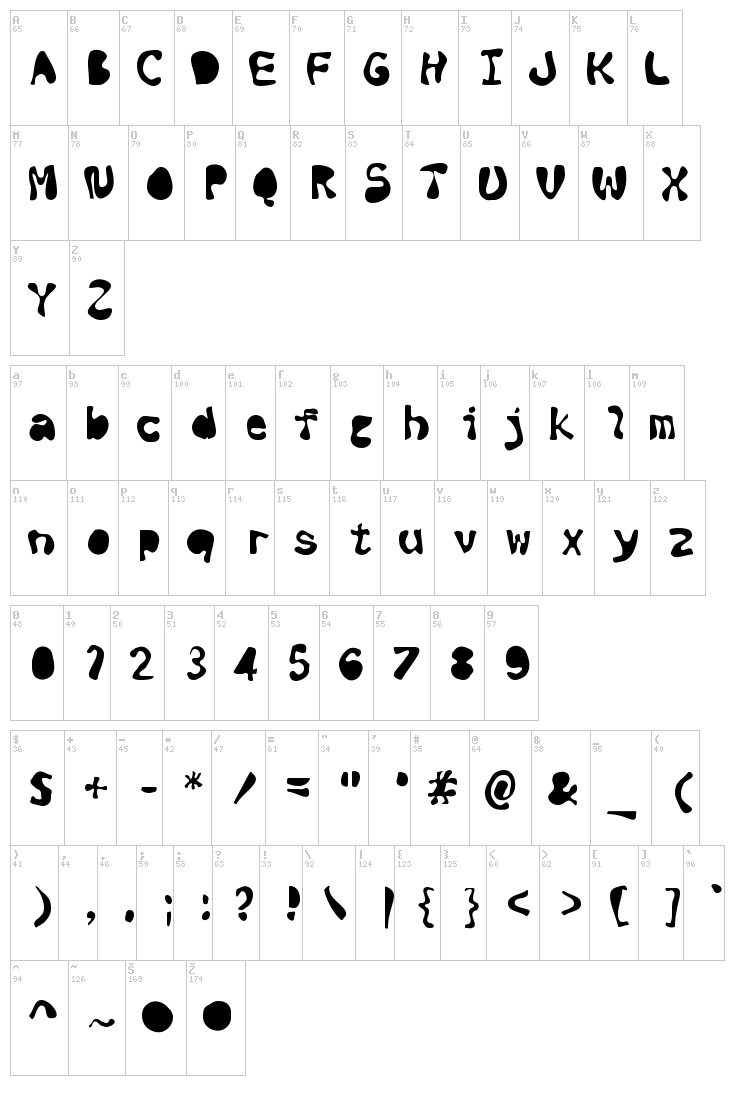 Black ink font map