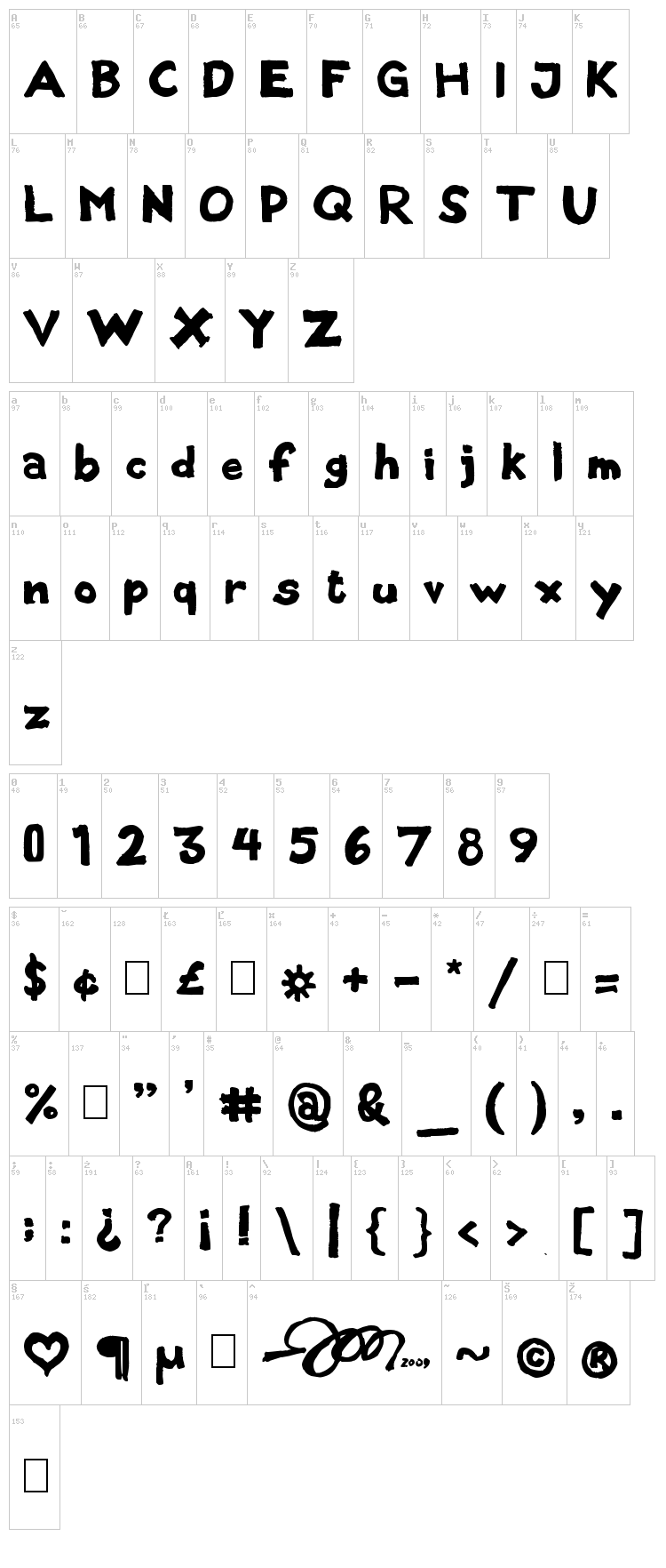 Black Metal Sans font map