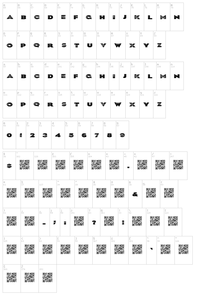 BlkLite font map