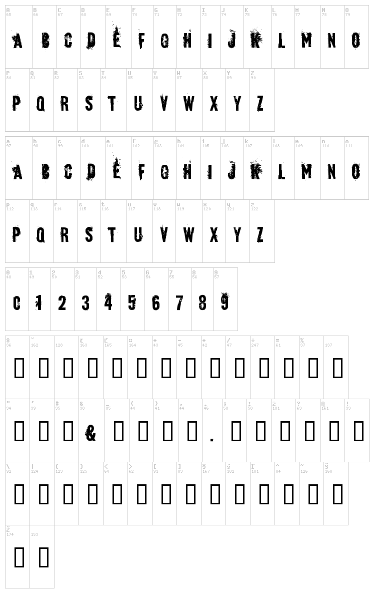 Blue Baby font map