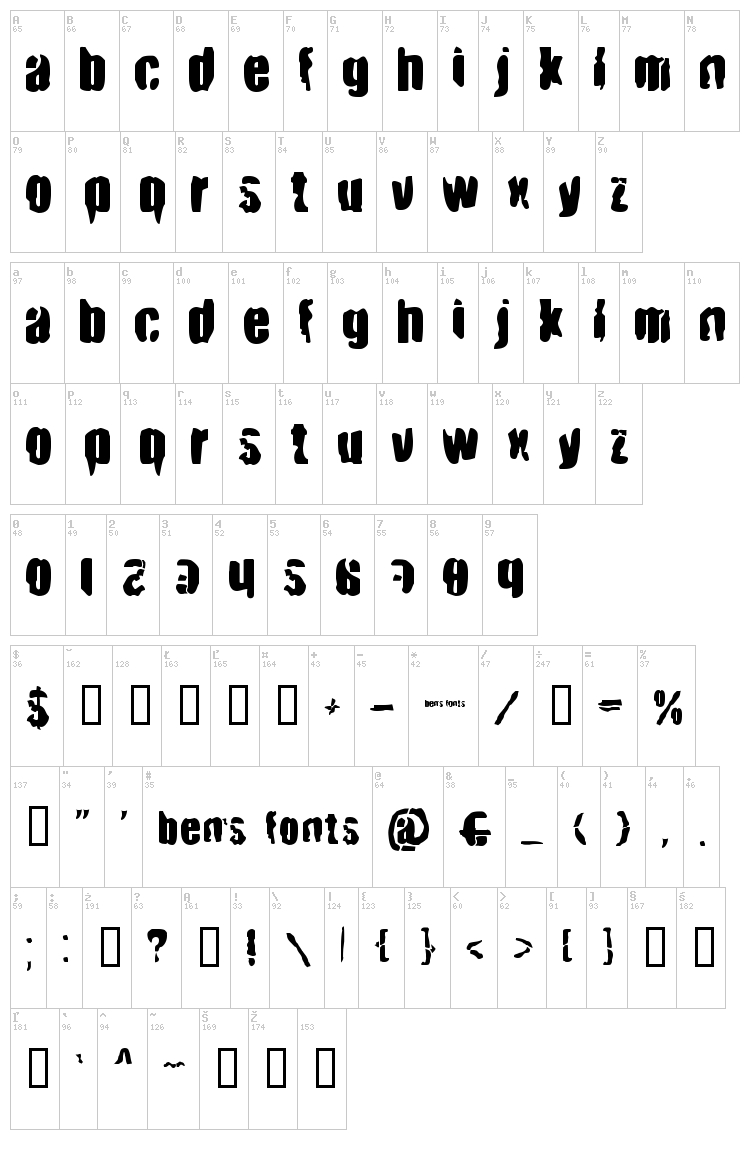 BN Smash font map