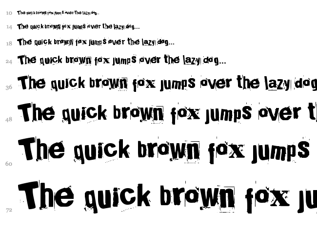 Broken 15 font waterfall