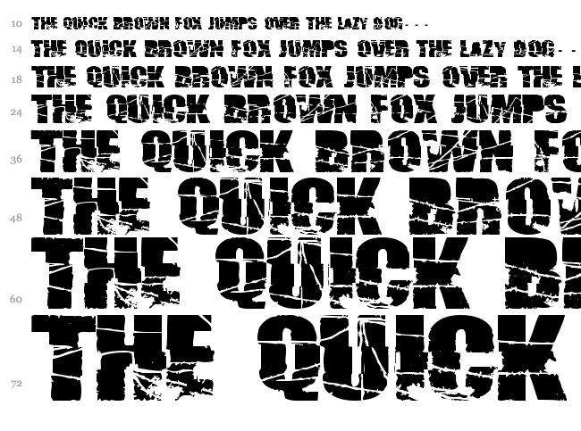 Broken 74 font waterfall