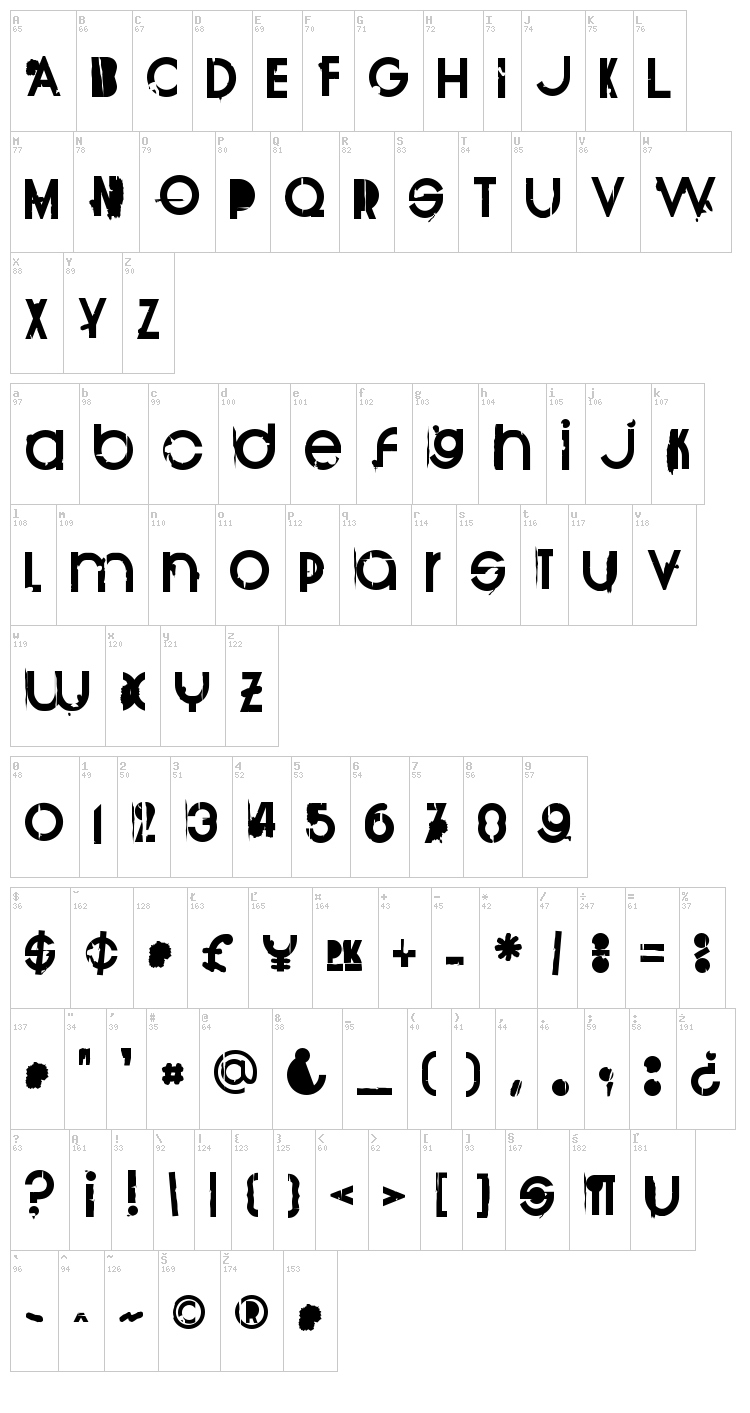 BurnOut font map