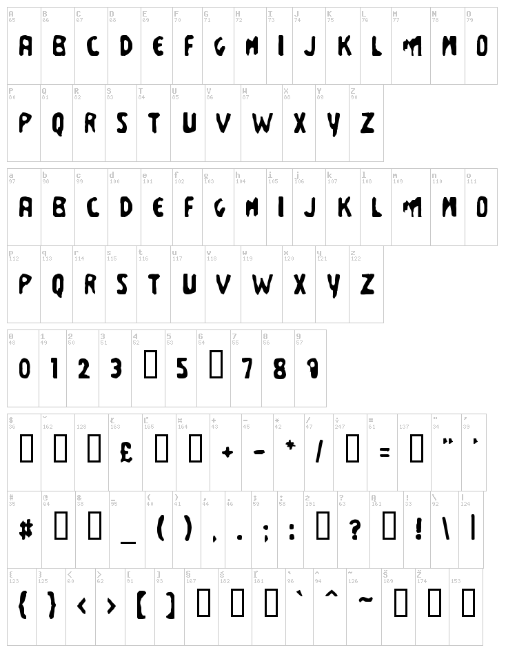 Business Suit font map