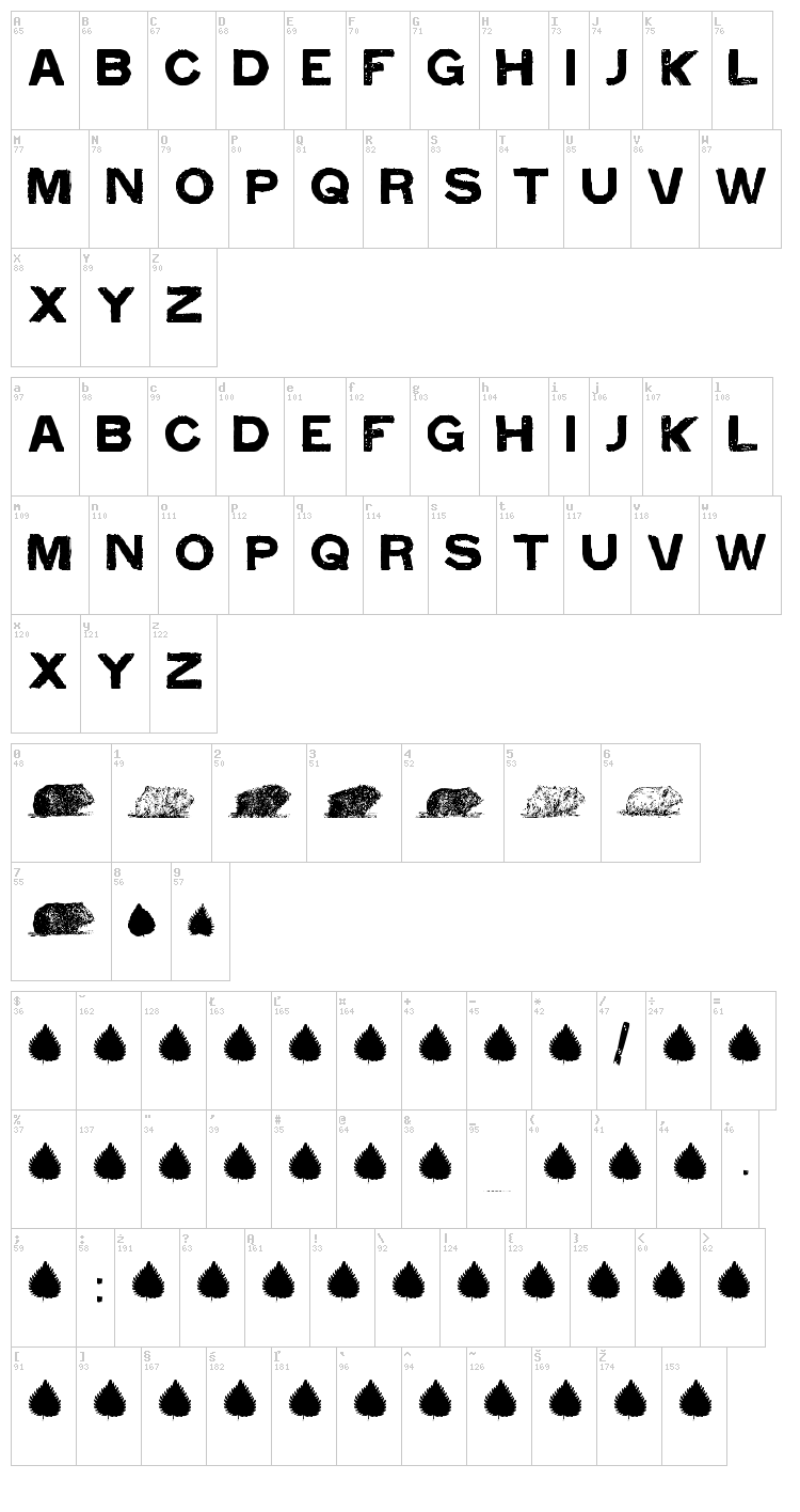 Cacavia01 font map