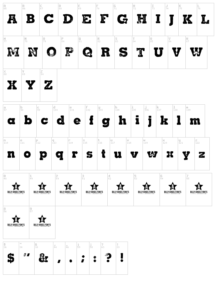 Cacha font map