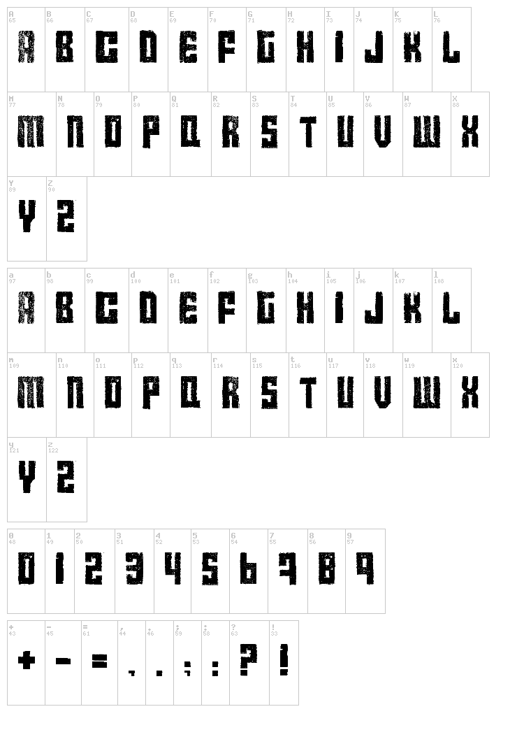 Calame font map