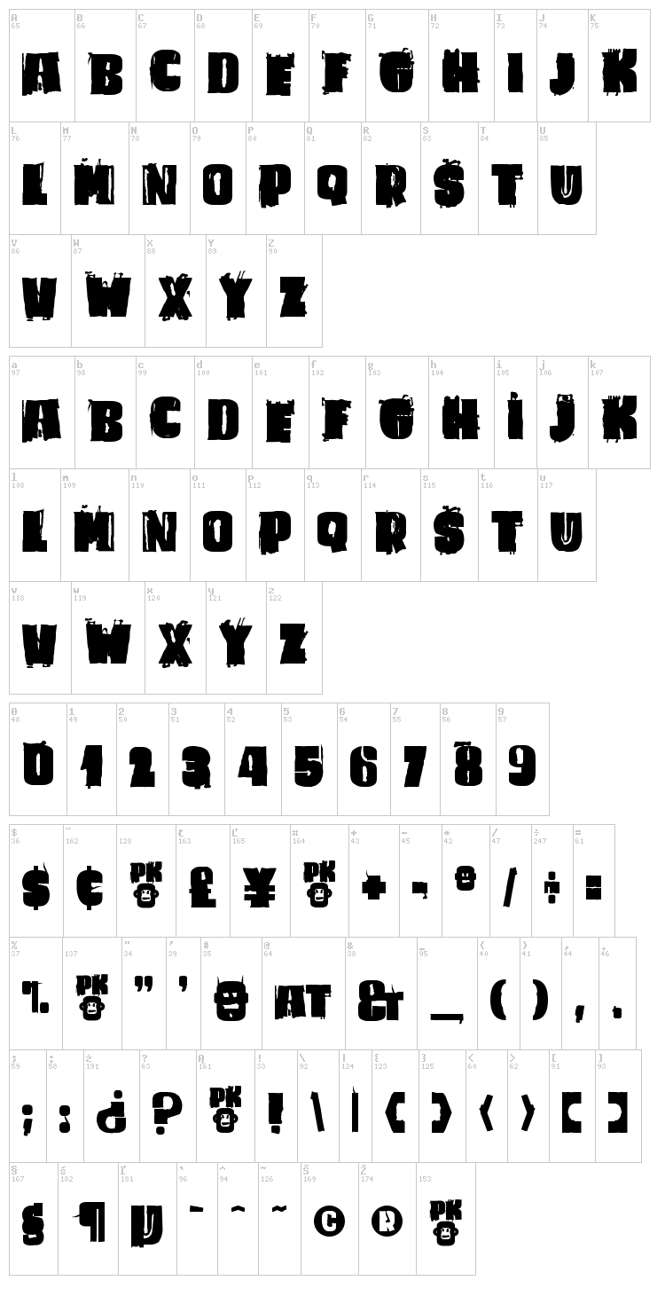 Caligula font map