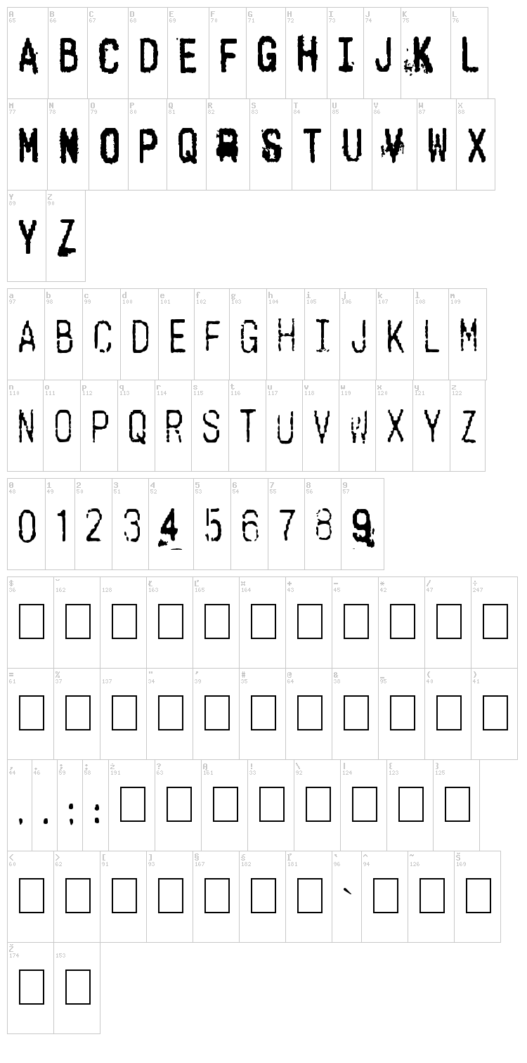Cashier font map