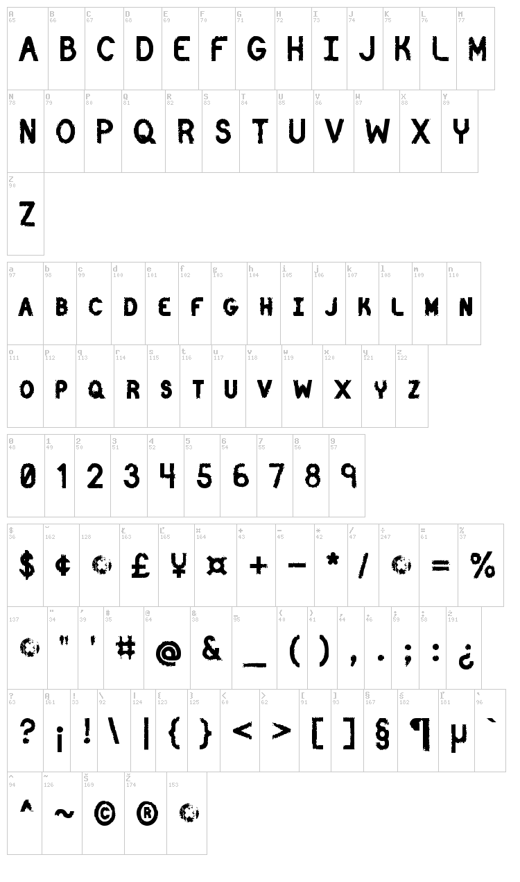 Catenary Stamp font map